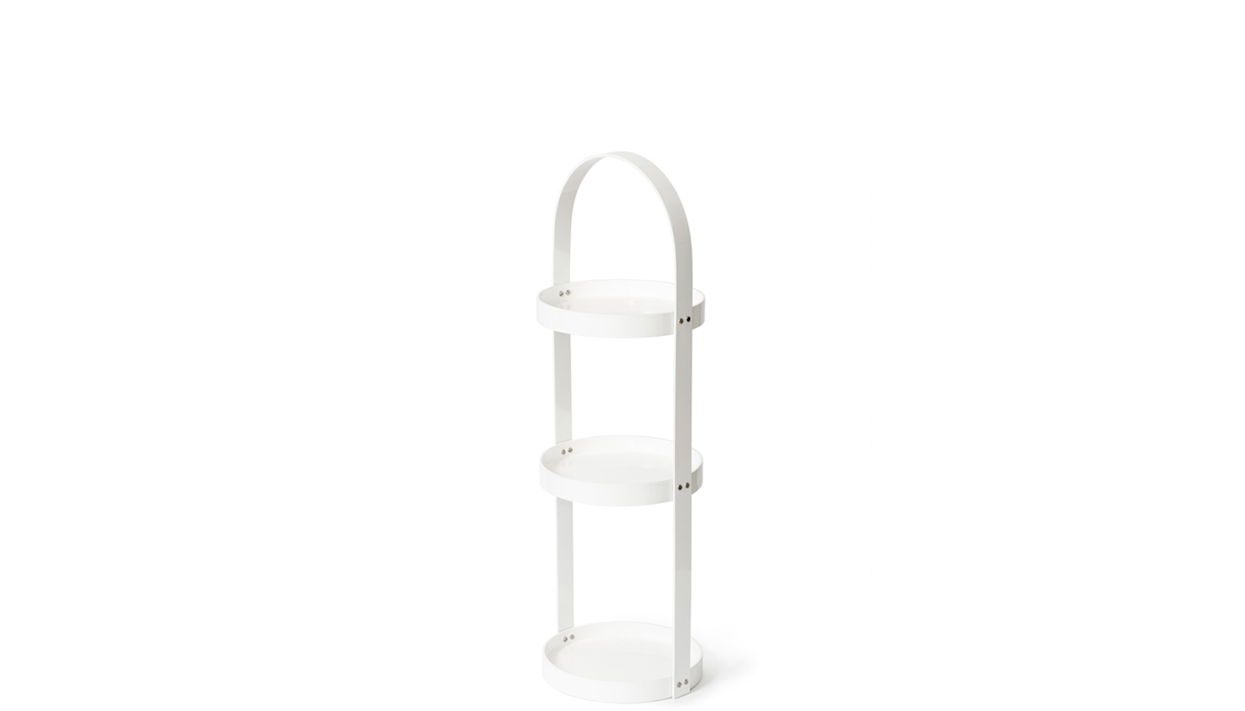 Wireworks Gloss White Round Caddy 3 Tray Mezza