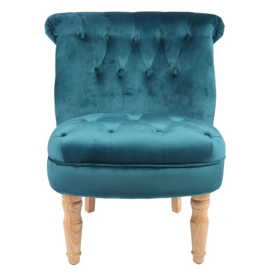 Carlos Boudoir Style Chair In Teal Fabric With Linen Effect