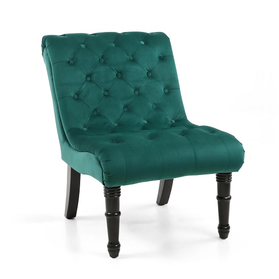 Nicia Accent Chair In Brushed Velvet Green With Black Legs