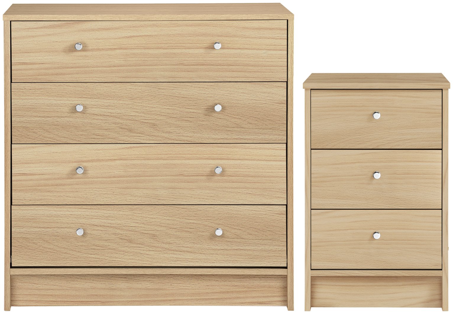 Habitat Malibu Bedside & 4 Drawer Chest Set -Beech Effect