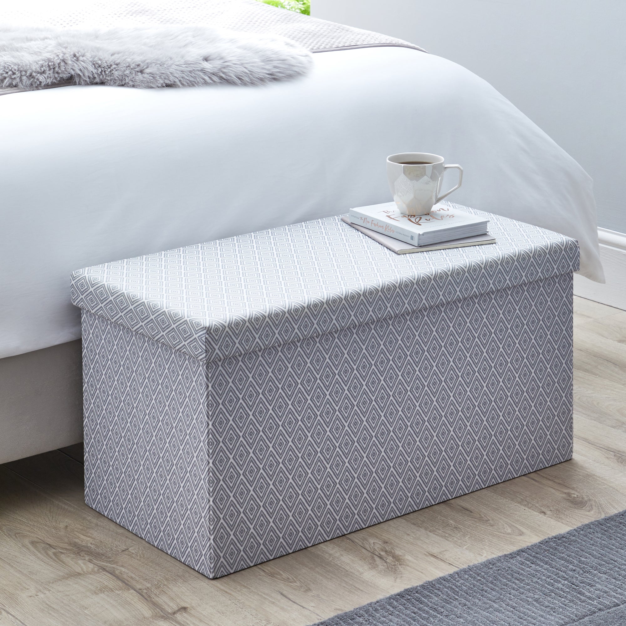 Oslo Grey Foldable Ottoman Grey
