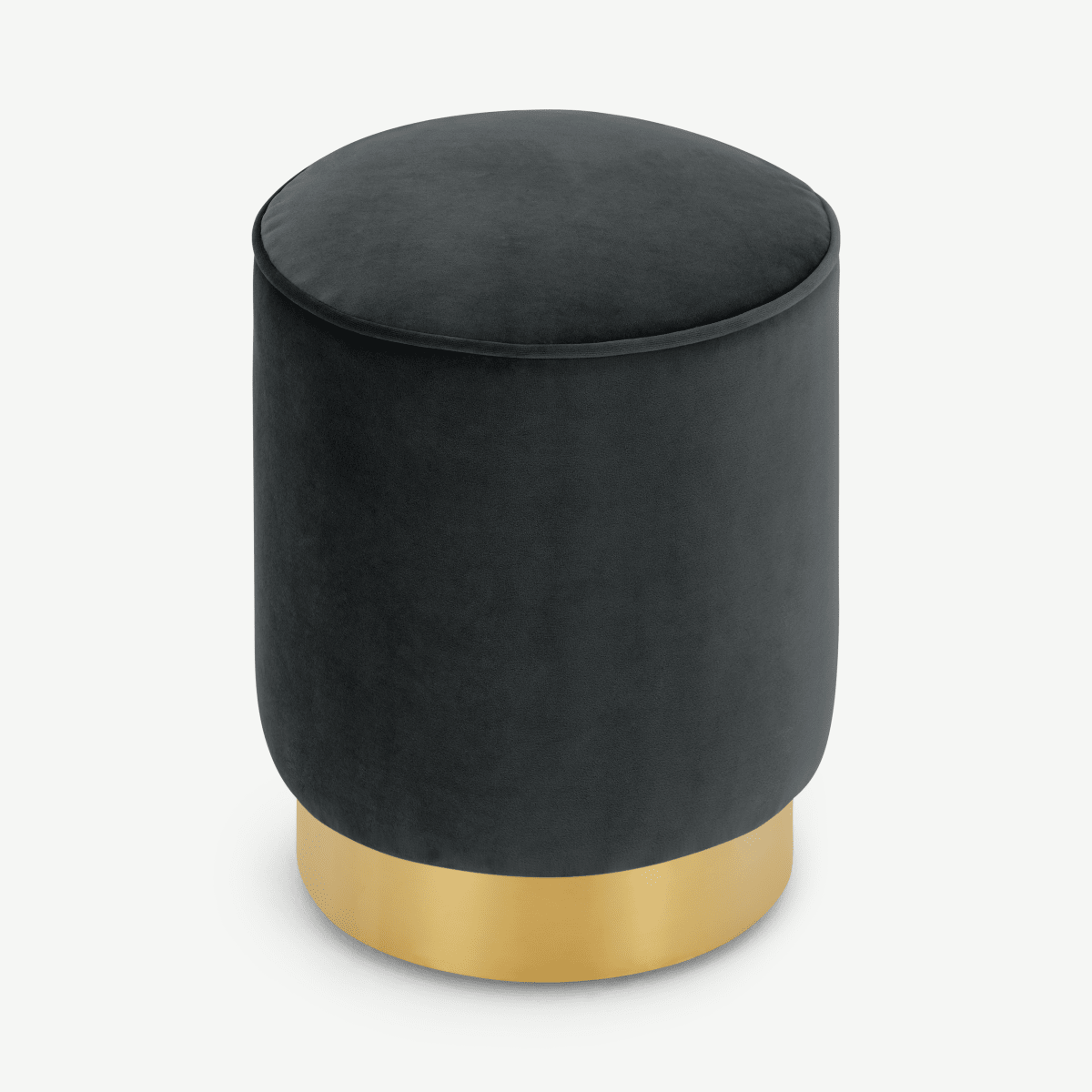 Hetherington Small Brass Base Pouffe, Mirage Grey Velvet