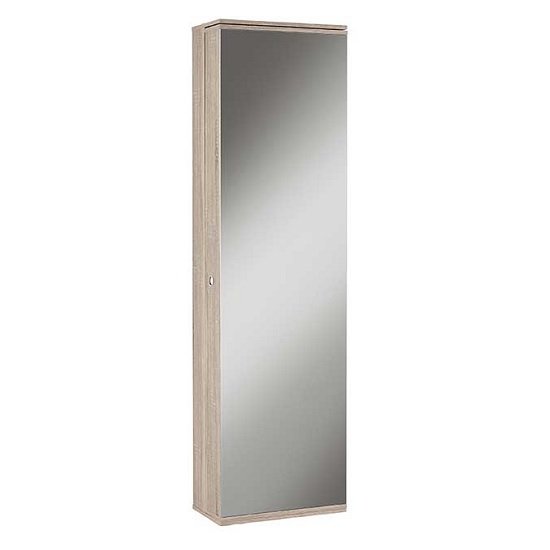 Monale Mirrored Shoe Storage Cabinet In Brushed Oak