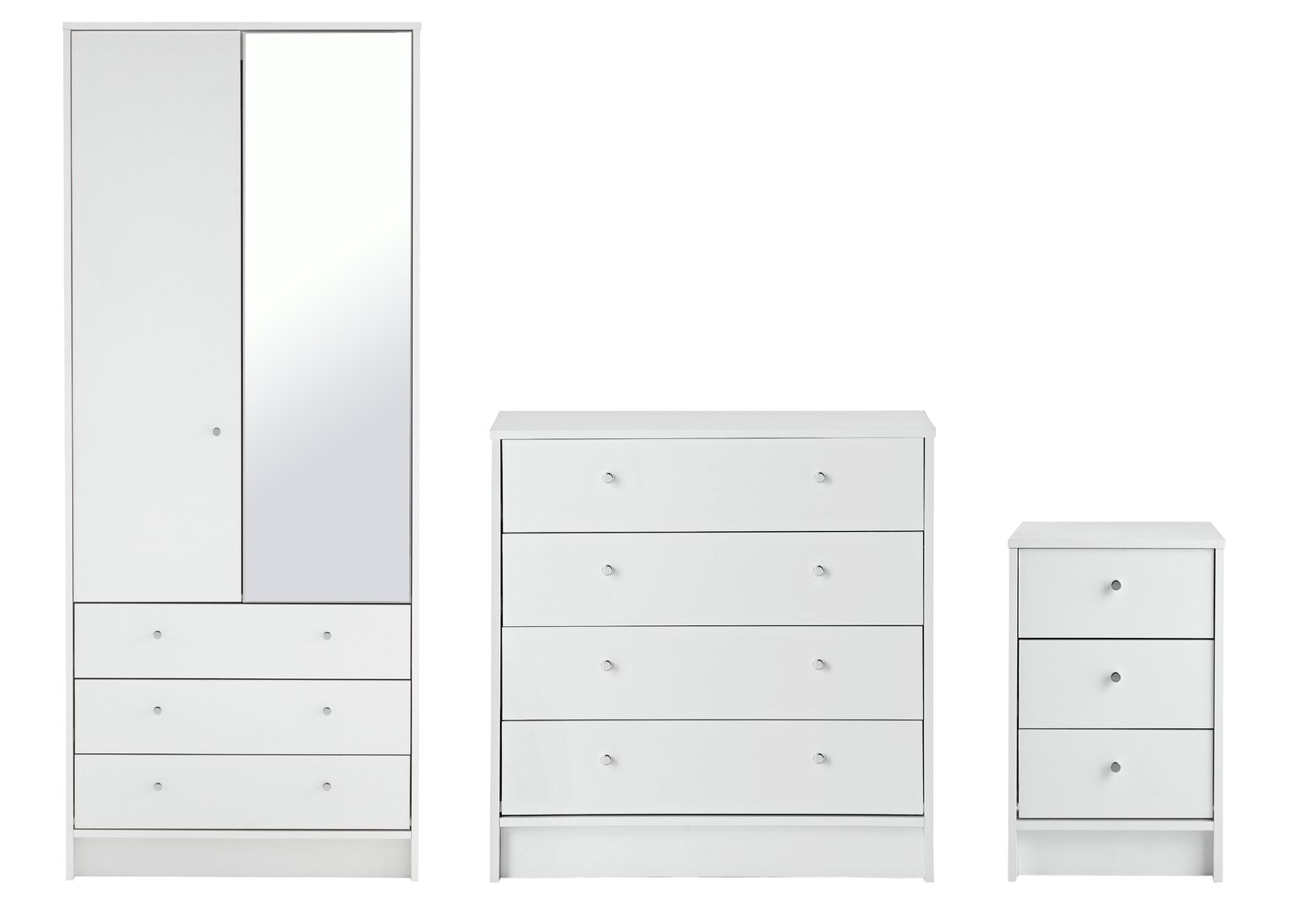 Argos Home Malibu 3 Piece 2 Door Mirror Wardrobe Set - White