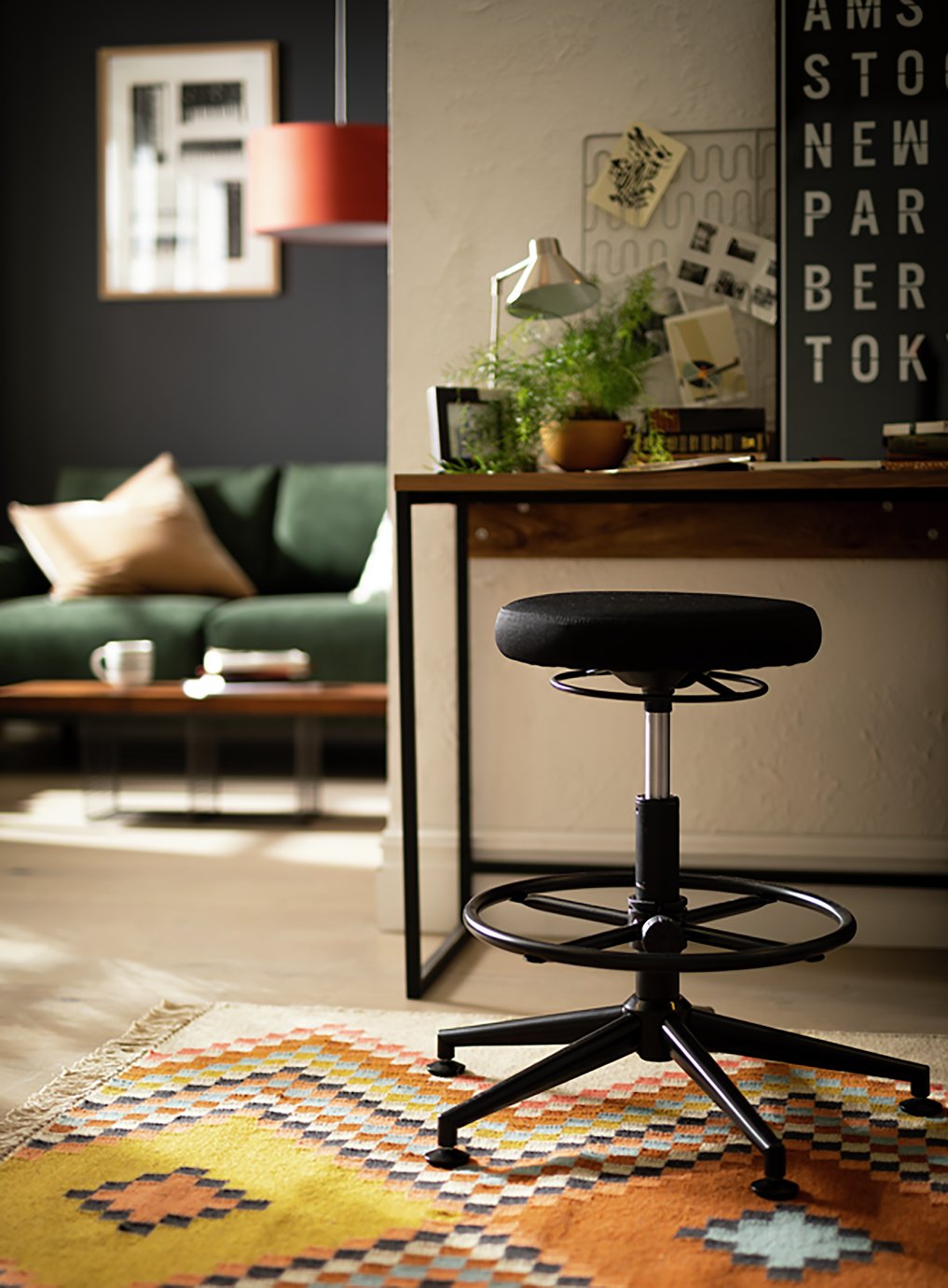 Habitat Fia Fabric Office Stool - Black