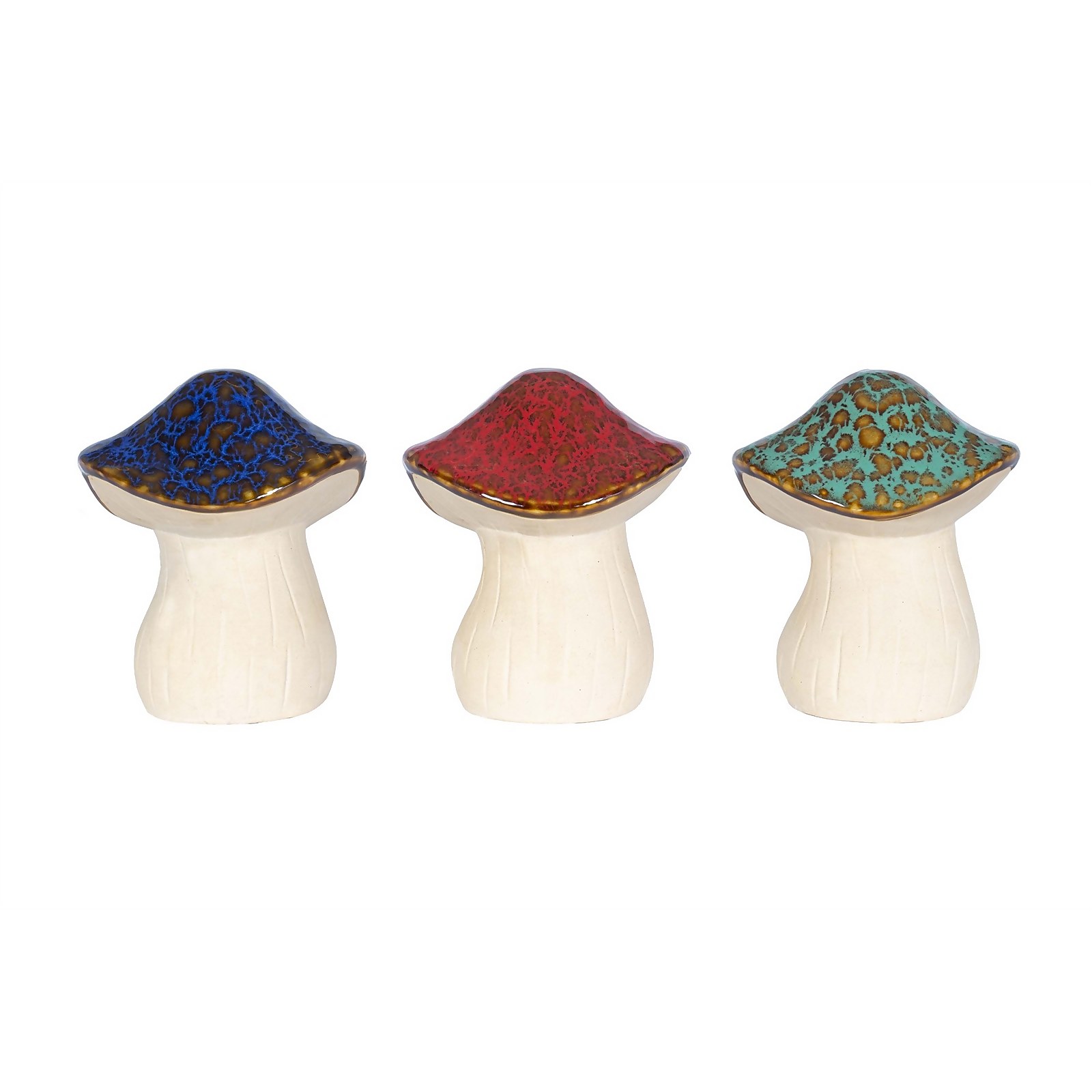Ceramic Mushrooms Garden Ornament - 16cm
