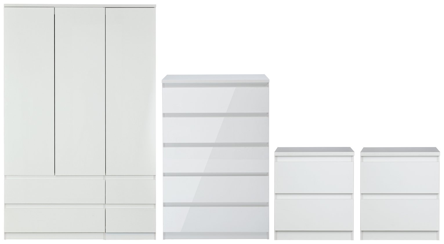Habitat Jenson Gloss 4 Piece 3 Door Wardrobe Set - White