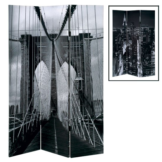 Brooklyn Bridge Foldable Room Divider In Canvas