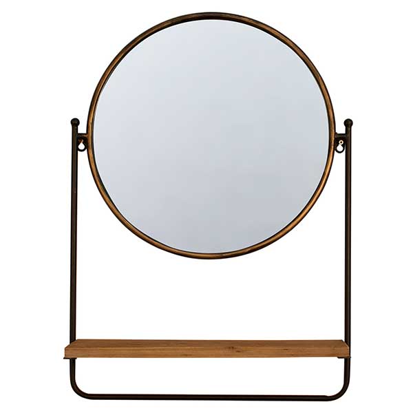 Brass Mirror with Shelf
