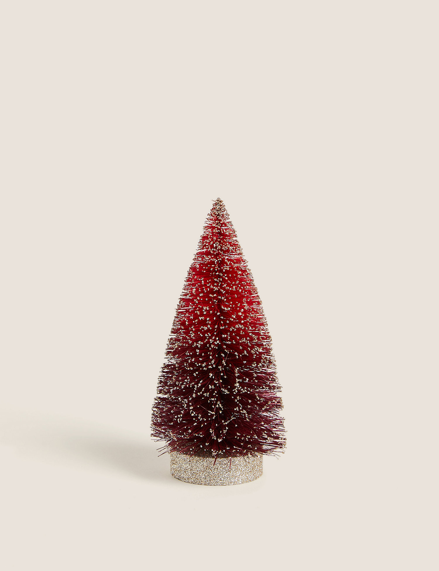 M&S Small Red Glitter Tree Room Decoration, Red