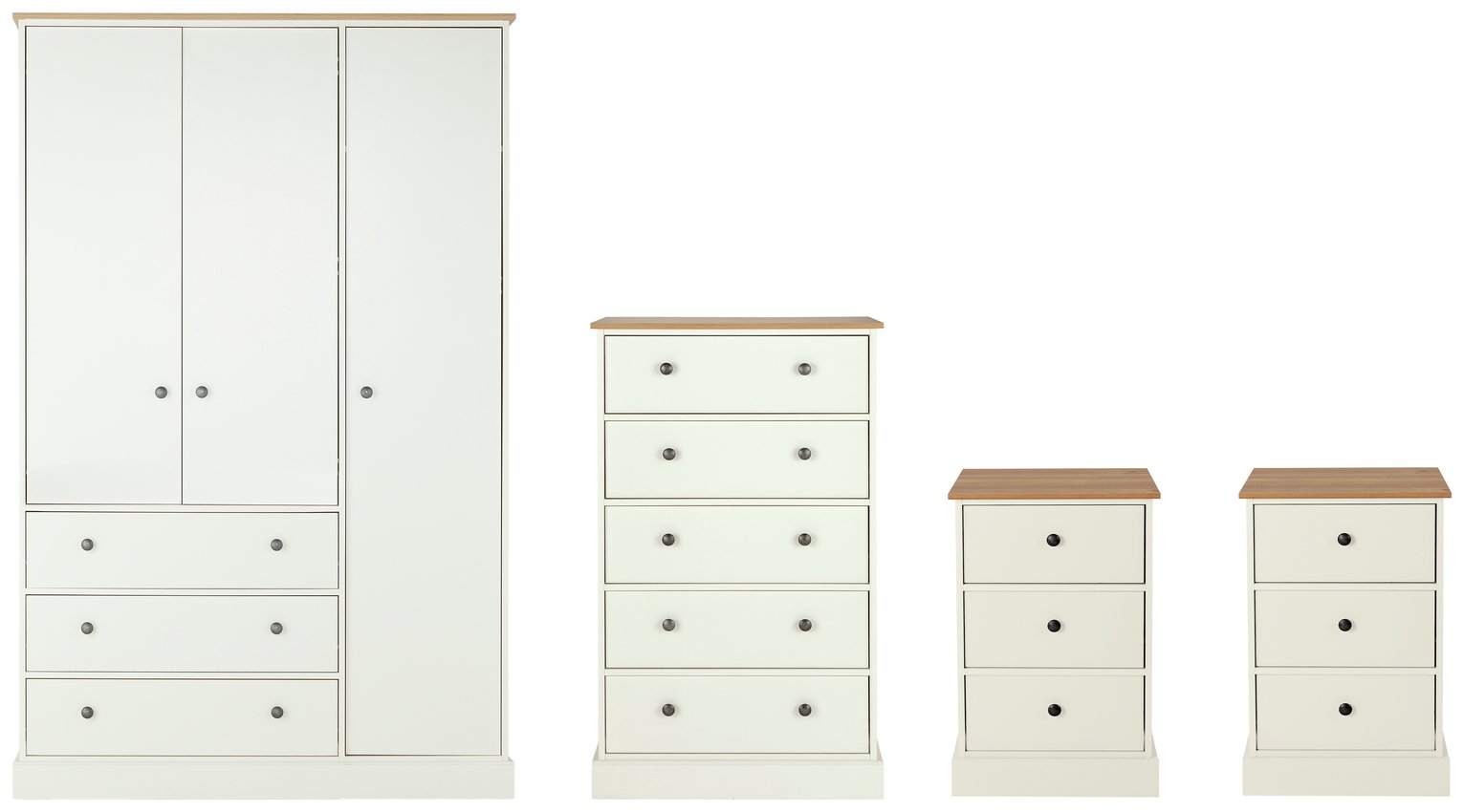 Argos Home Kensington 4 Piece Wardrobe Set -Ivory/Oak Veneer