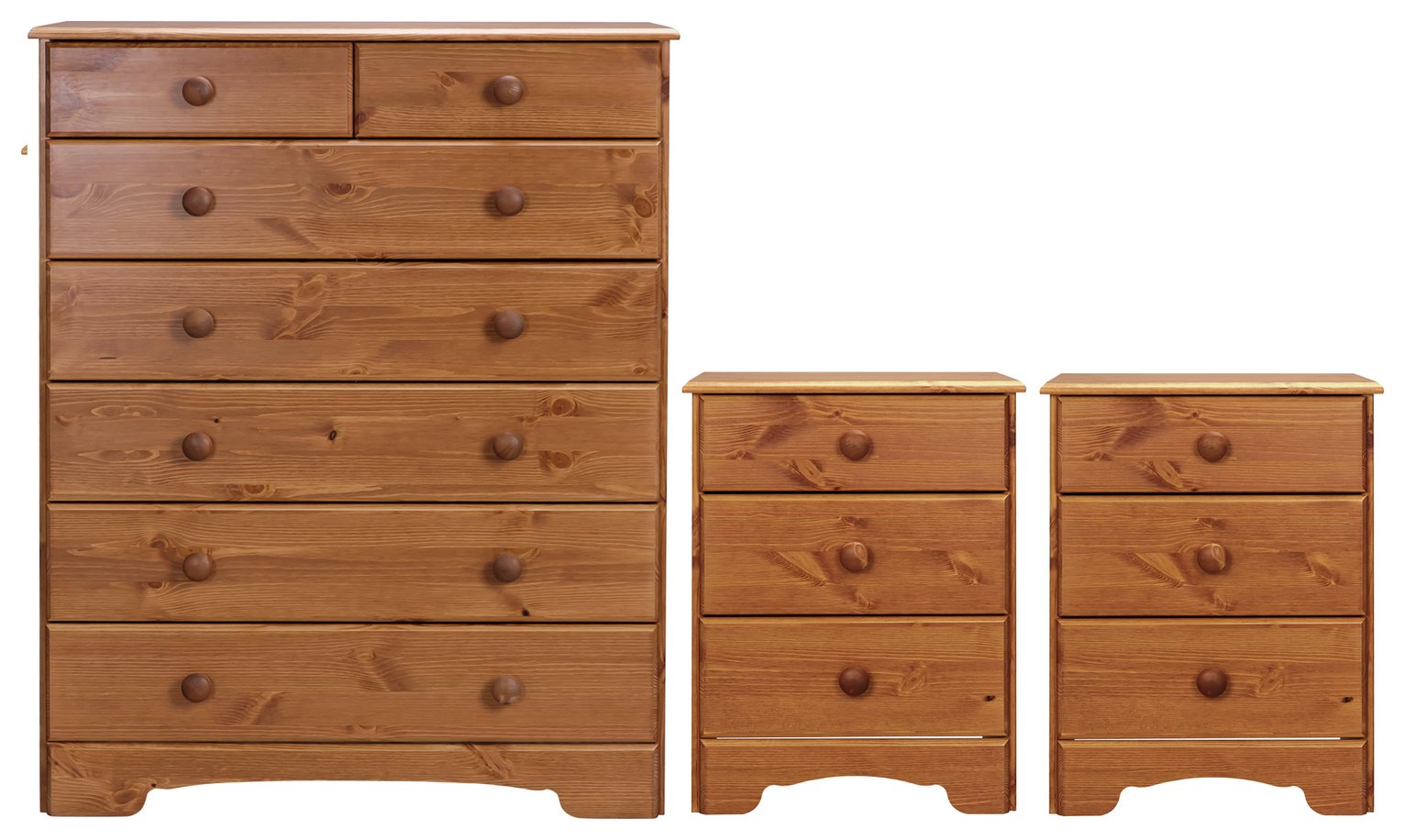 Argos Home Nordic 2 Bedsides & 5+2 Drawer Chest Set - Pine