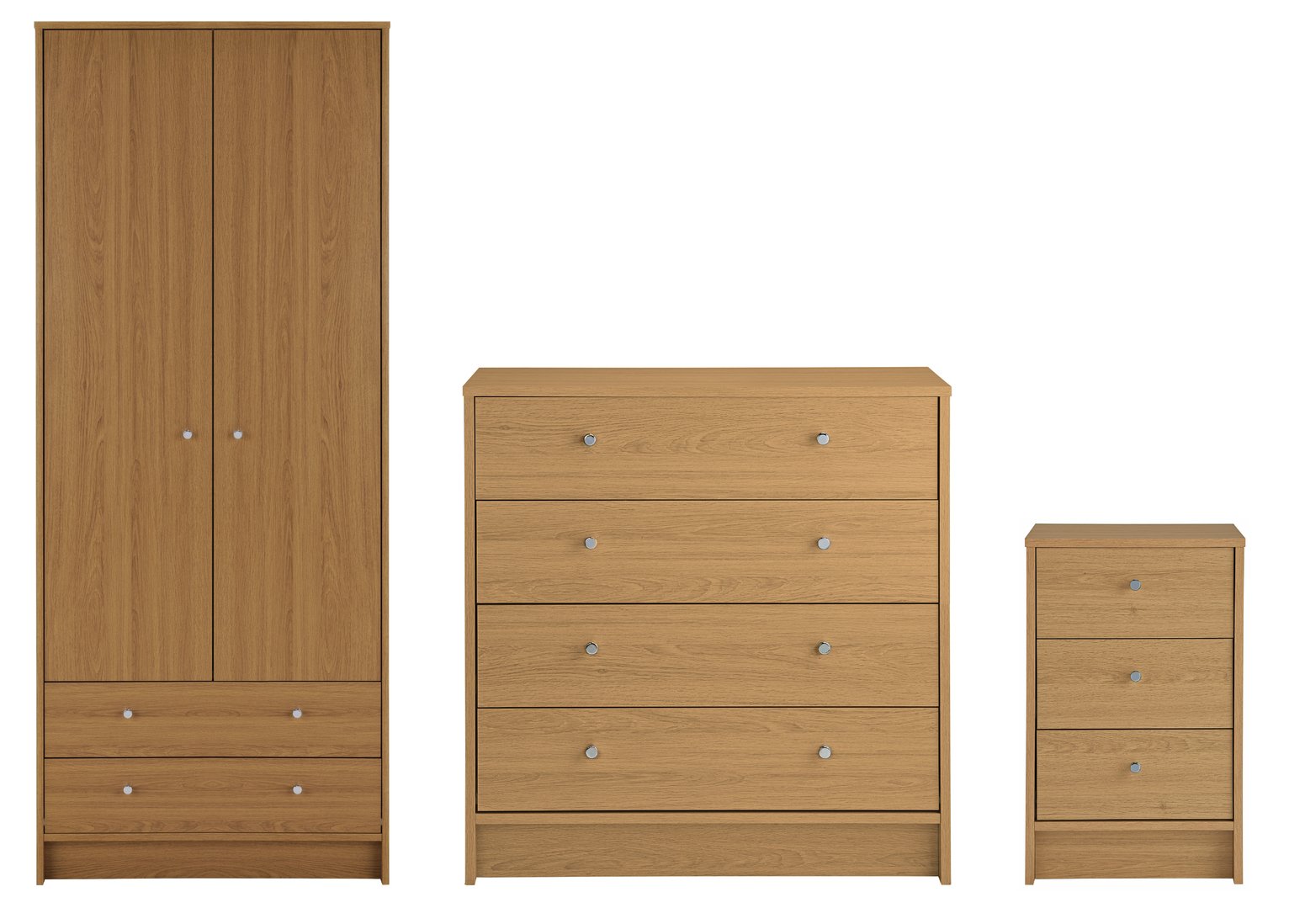 Argos Home Malibu 3 Piece 2 Door Wardrobe Set - Oak Effect