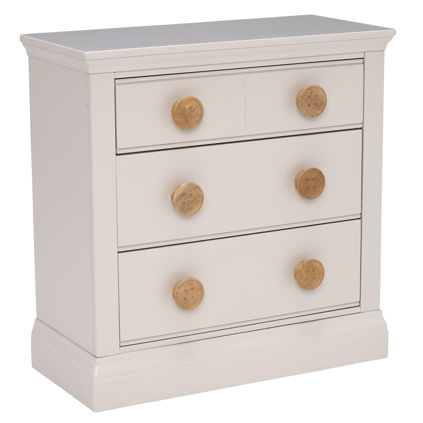 Buttons 3 Drawer Chest, Stone
