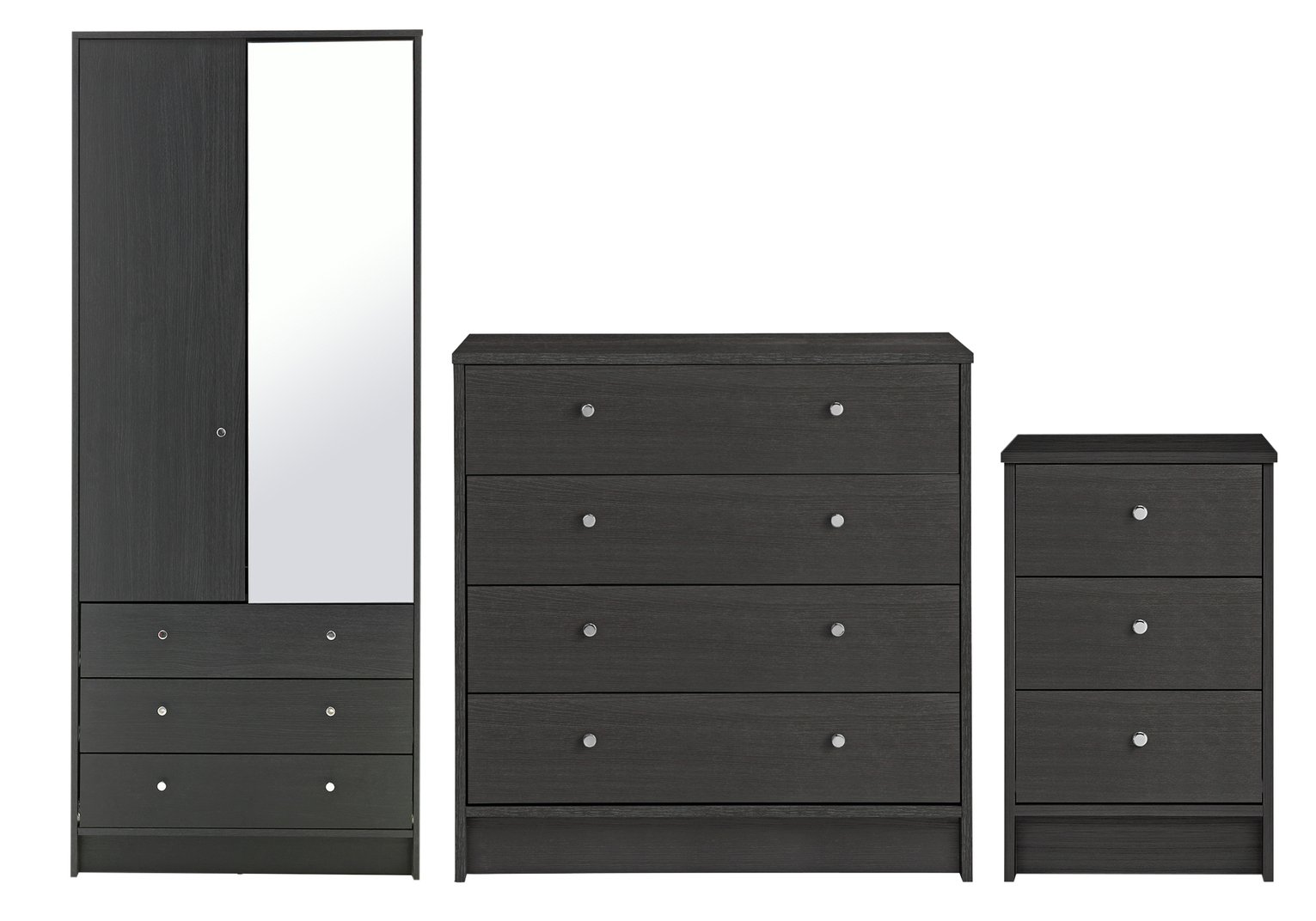 Argos Home Malibu 3 Pc 2 Dr Wardrobe Set - Black Oak Effect