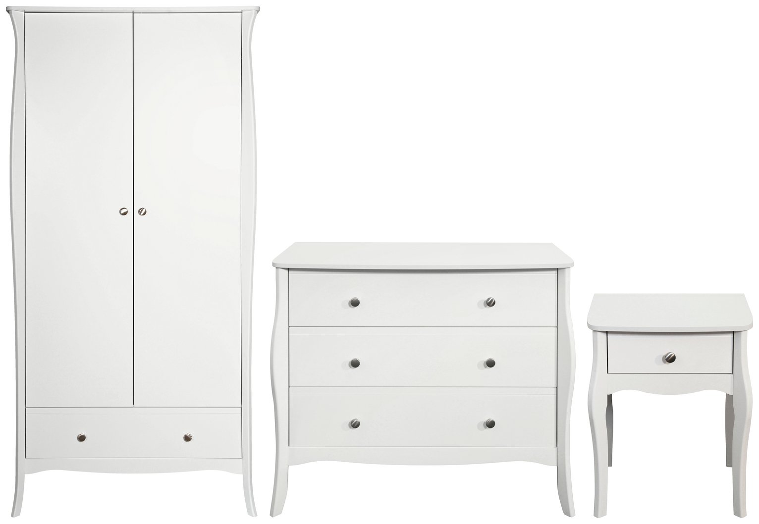 Amelie 3 Piece 2 Door Wardrobe Set - White