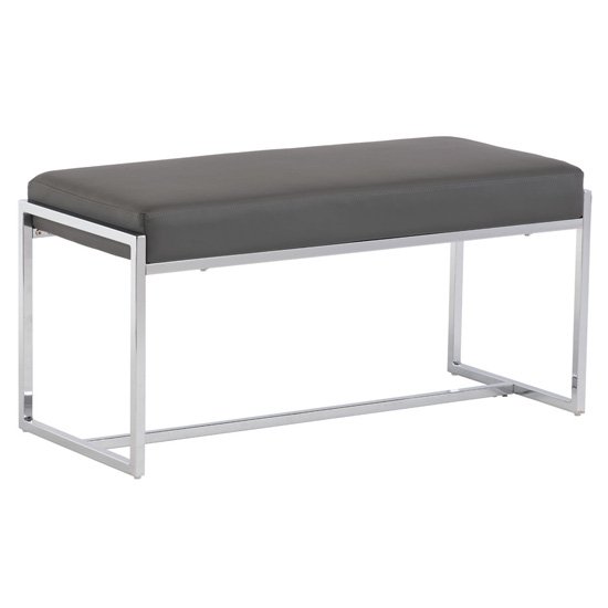 Soho Small Faux Leather Dining Bench In Grey