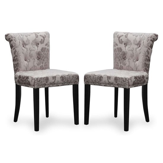 Sandringham Mink Baroque Velvet Accent Chairs In Pair
