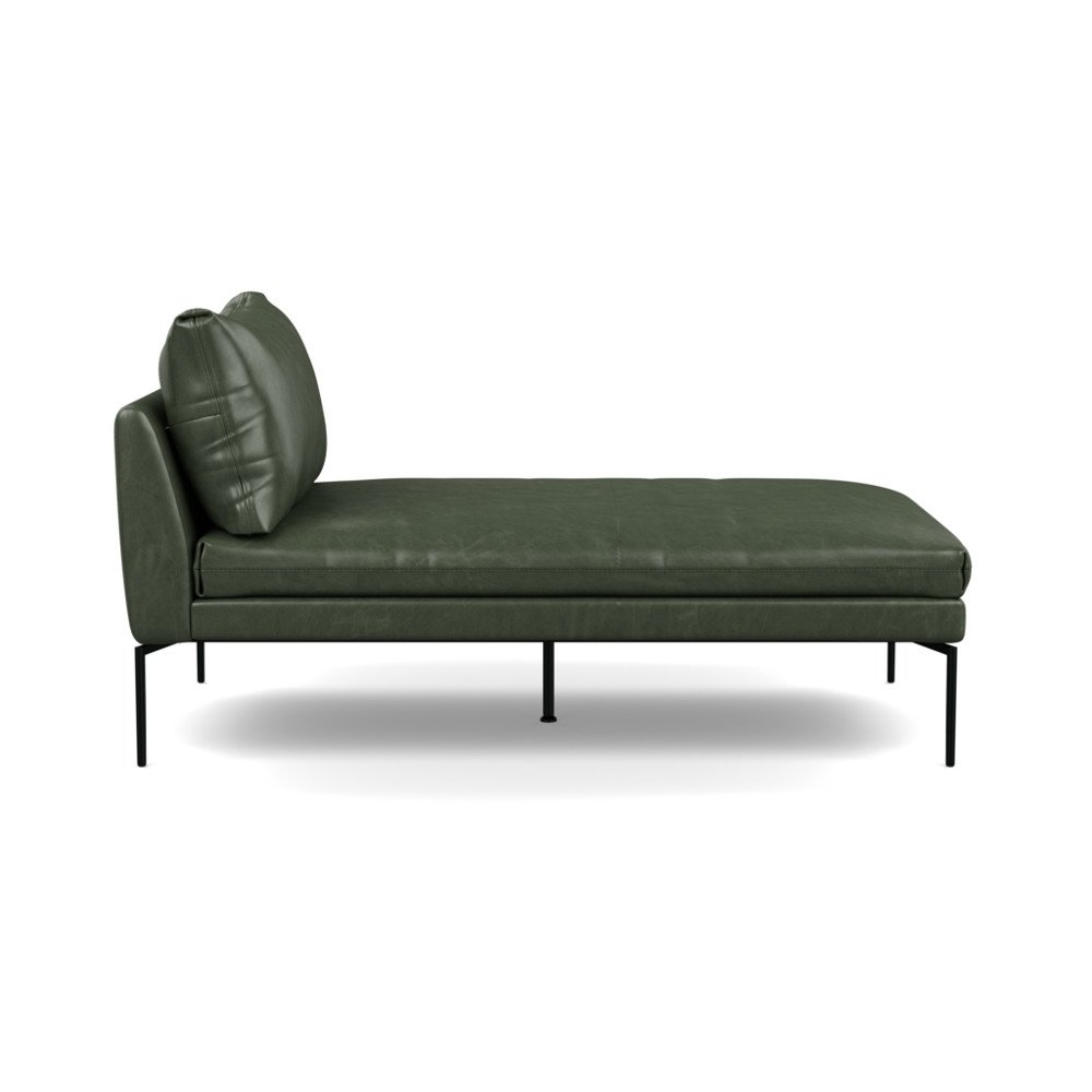 Heal's Matera Chaise Longue Leather Stonewash Vintage Green 278 Black Feet