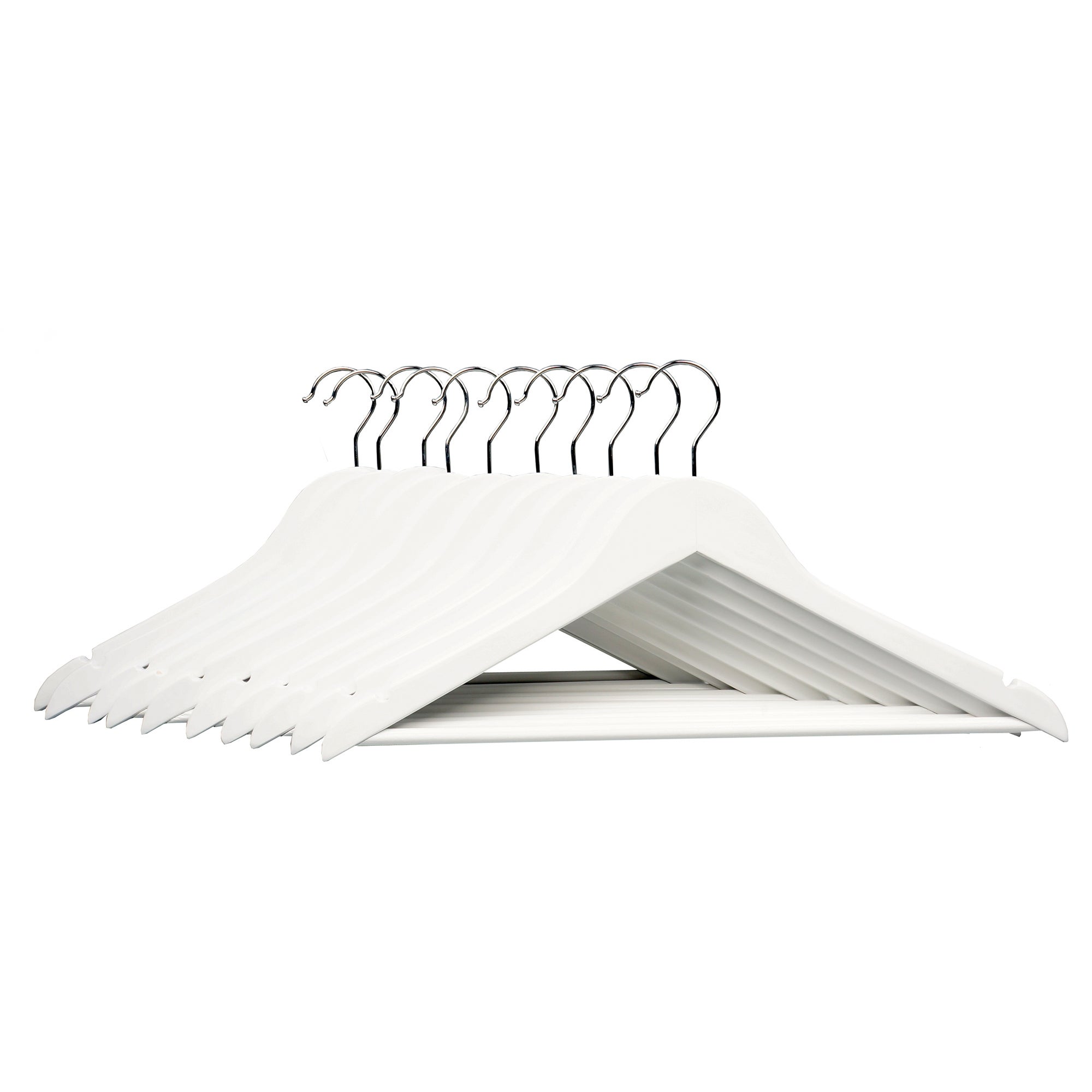 Pack of 10 Wooden Hangers White