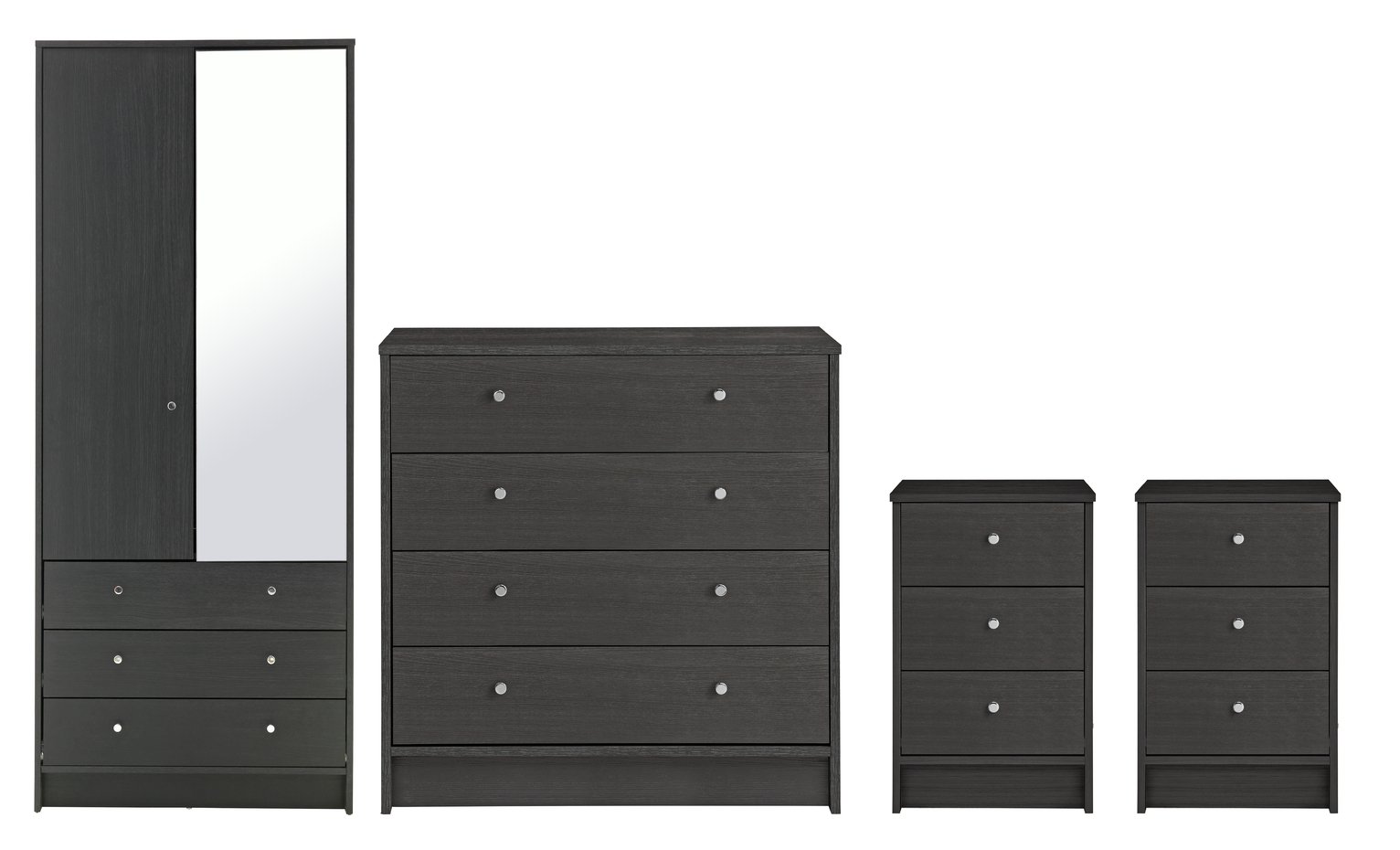 Argos Home Malibu 4 Pc 2 Dr Wardrobe Set - Black Oak Effect