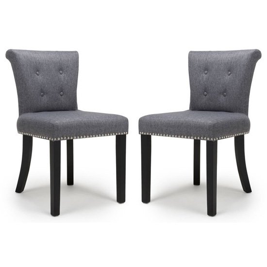 Sandringham Steel Grey Linen Effect Accent Chairs In Pair