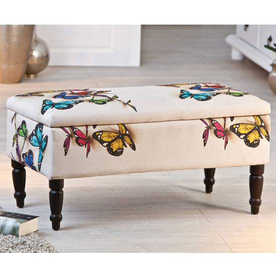 Trondheim Ottoman Storage Bench In Multicolor White With Legs