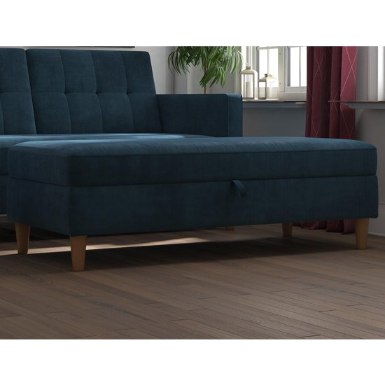 Hartford Fabric Upholstered Storage Ottoman In Blue