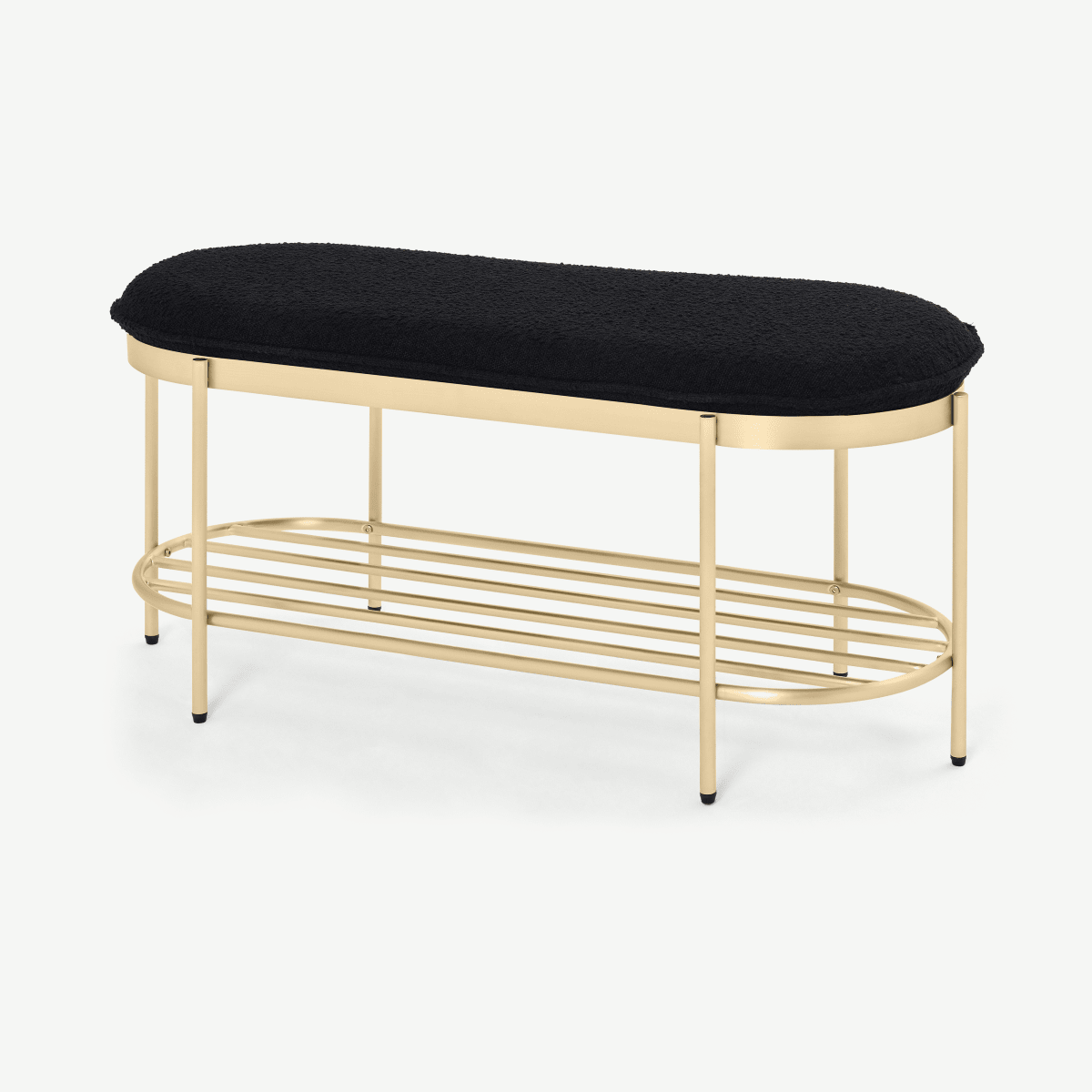 Minti Hallway Bench, Black Boucle & Brass