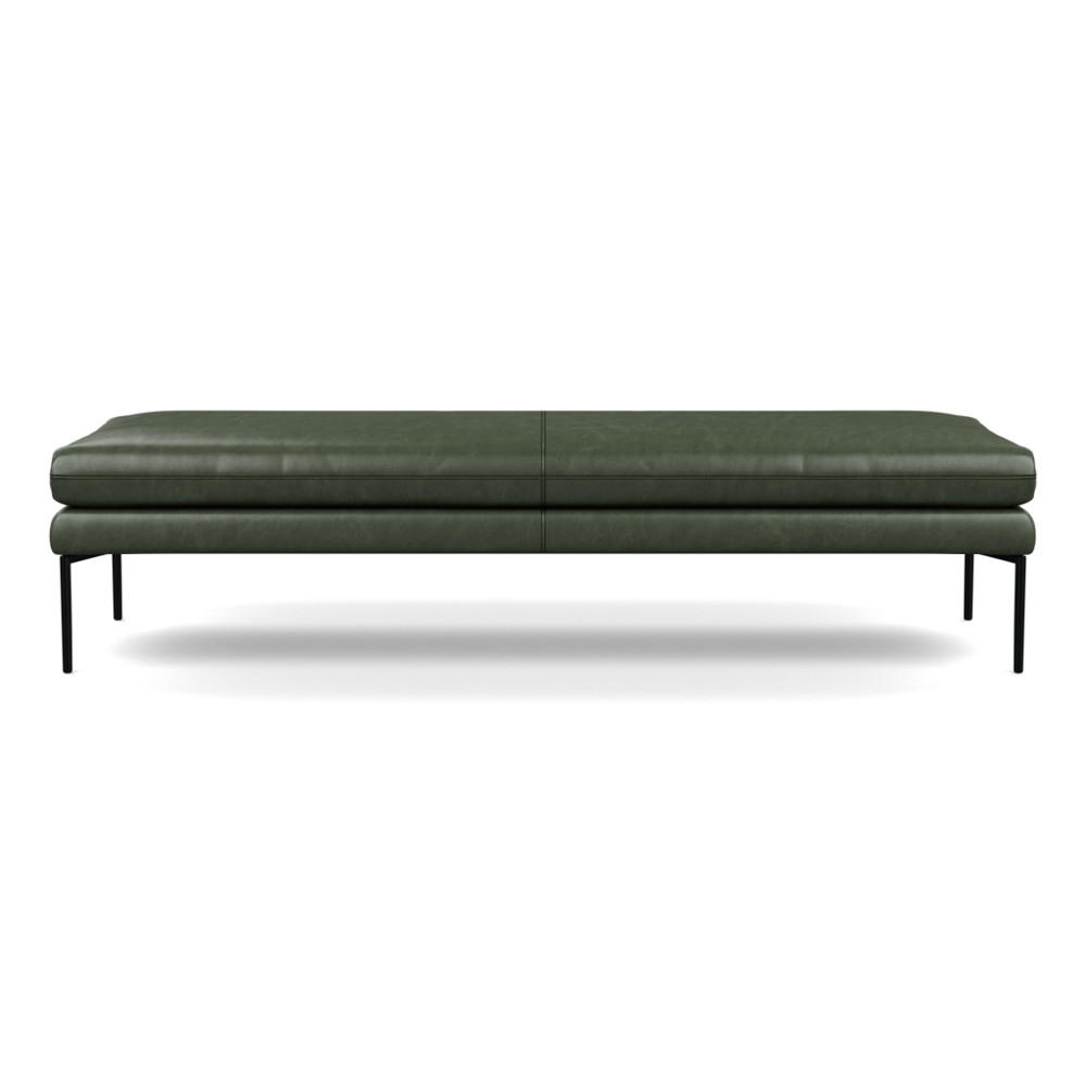 Heal's Matera Bench 180cm Leather Stonewash Vintage Green 278 Black Feet