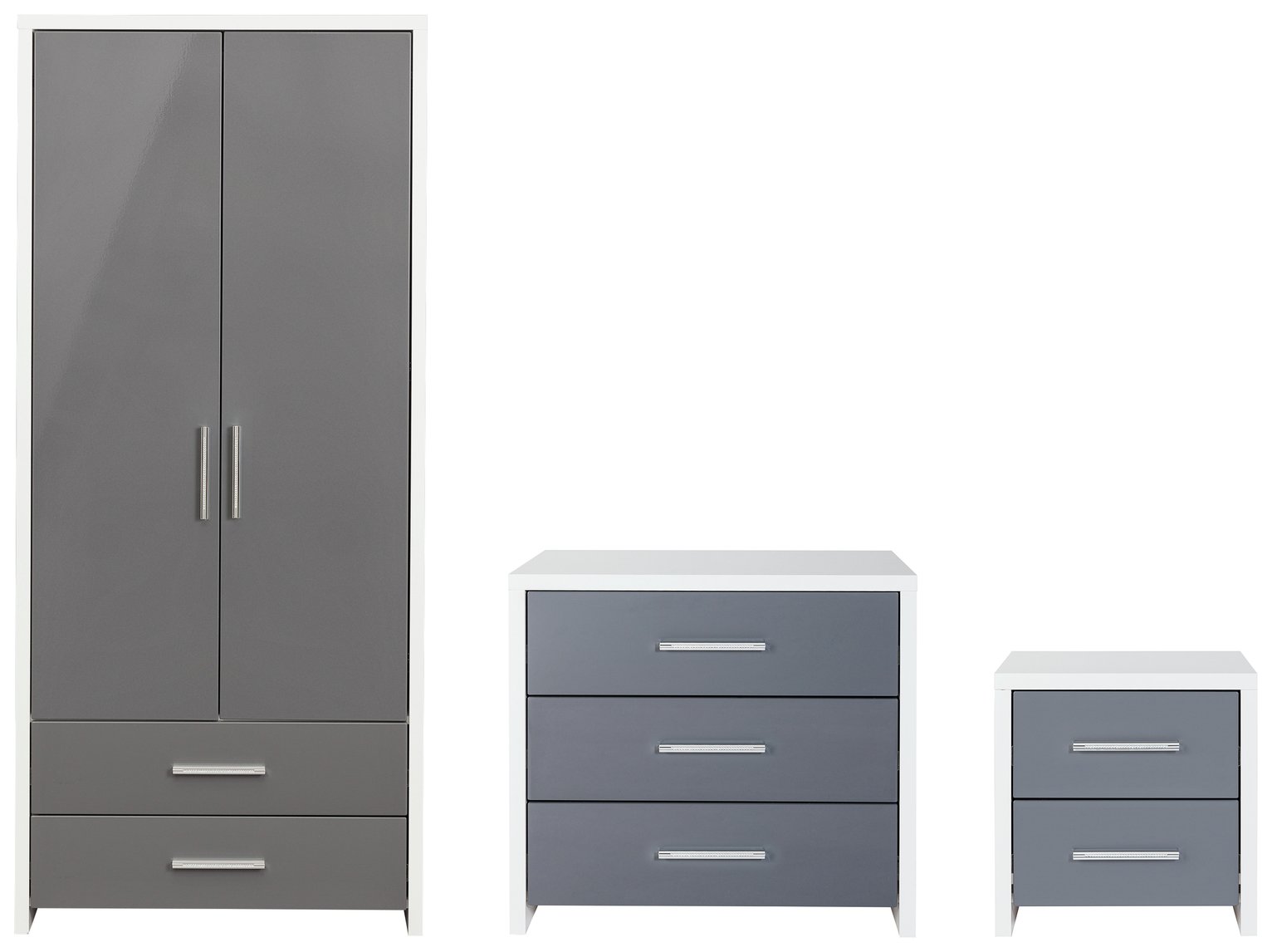 Argos Home Broadway Gloss 3 Piece Wardrobe Set -Grey/ White