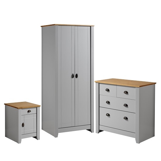 Gibson Wooden Bedroom Furniture Set In Grey And Oak