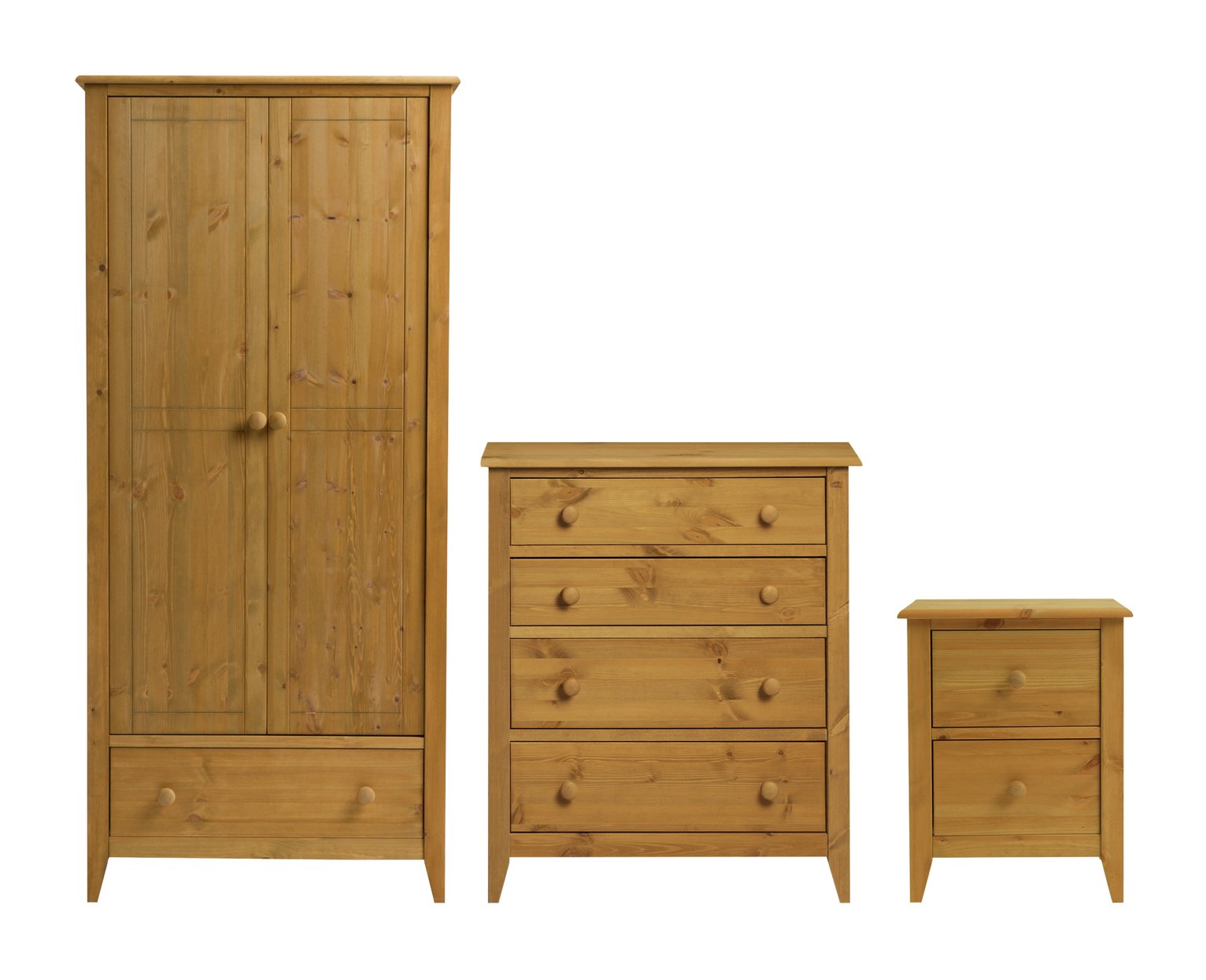 Colorado 3 Piece 2 Door Wardrobe Set - Pine