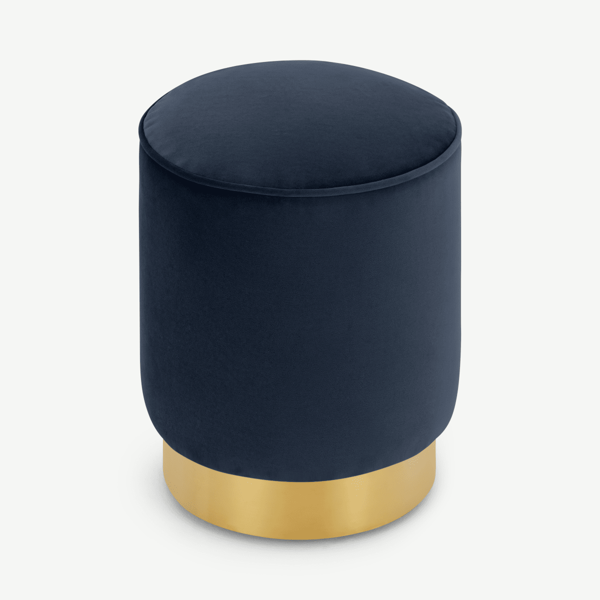 Hetherington Small Brass Base Pouffe, Monarch Blue Velvet