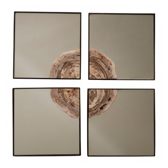 Relics Square 4Pc Mosaic Effect Wall Mirror In Warm Silver Frame