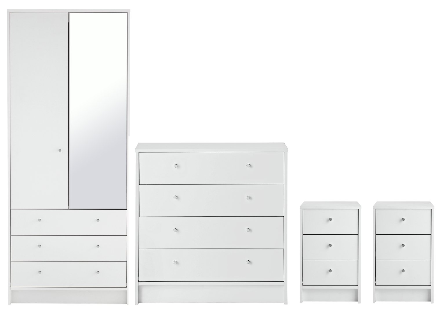 Argos Home Malibu 4 Piece 2 Door Mirror Wardrobe Set - White