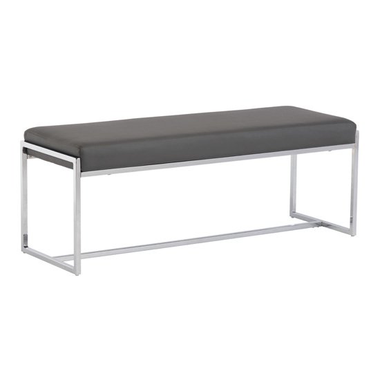 Soho Faux Leather Dining Bench In Grey