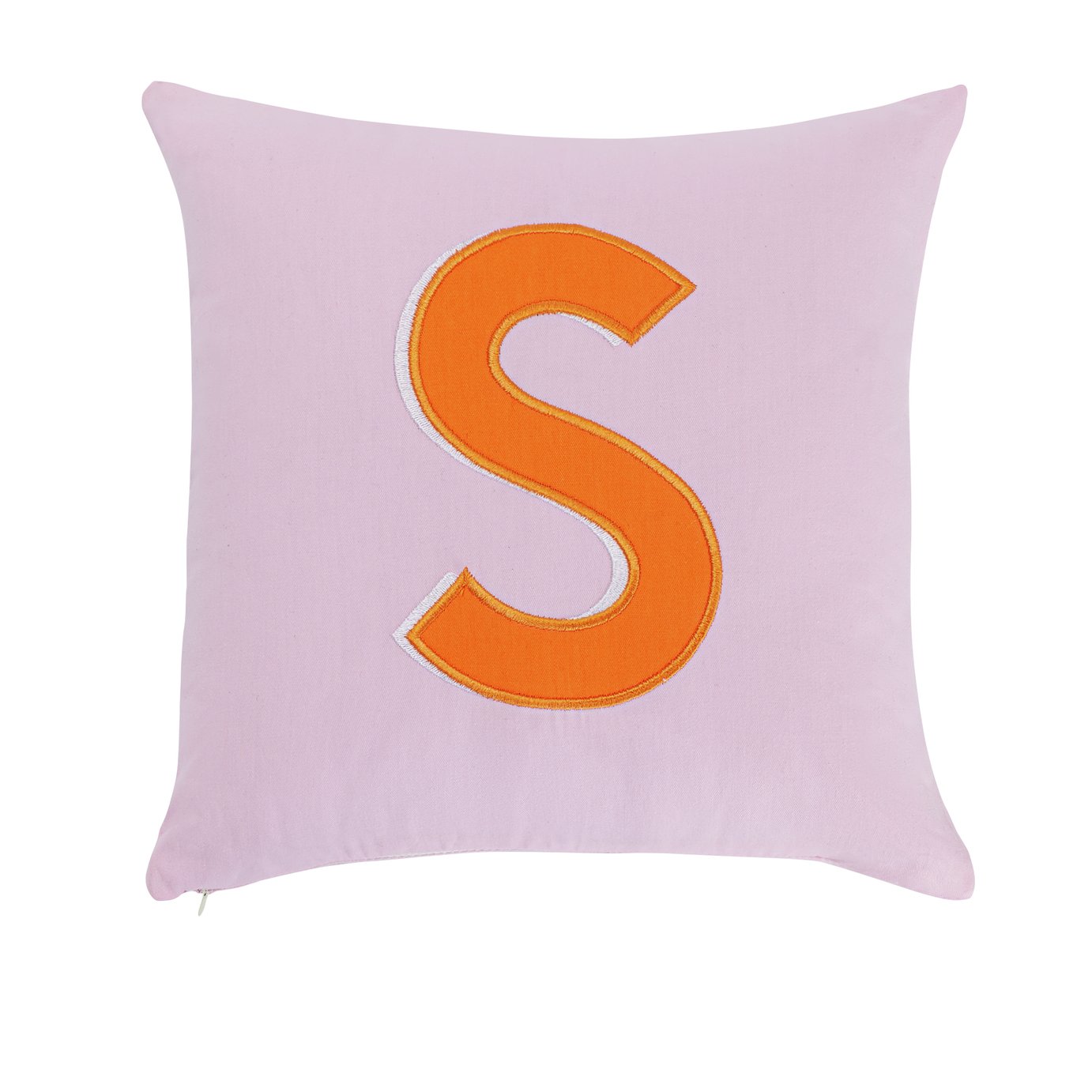 Argos Home Embroidered S Alphabet Cushion - Pink - 30x30cm