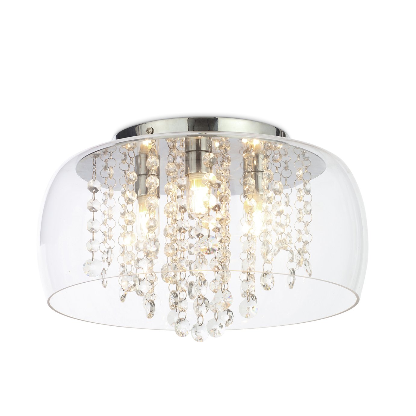SPA Semi Flush Cloche Bathroom Ceiling Light -Glass & Chrome