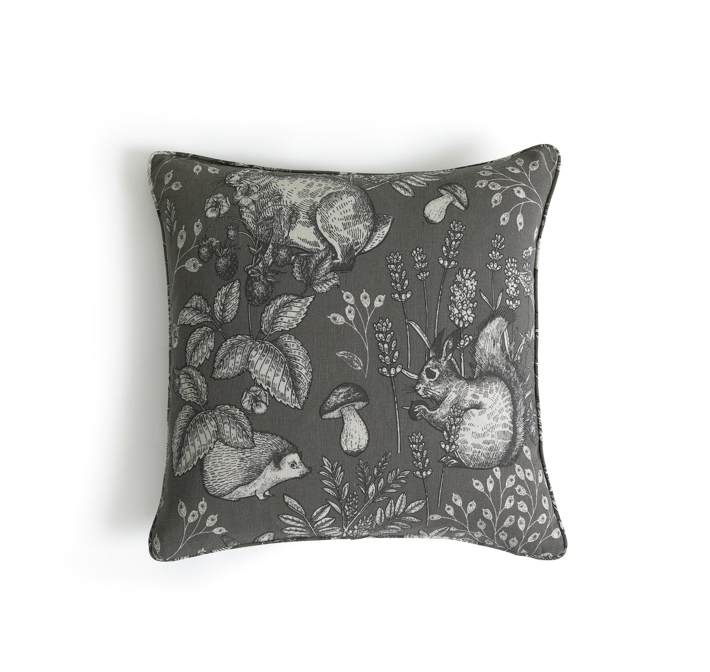 Habitat Woodland Print Cushion Cover - Grey - 43x43cm