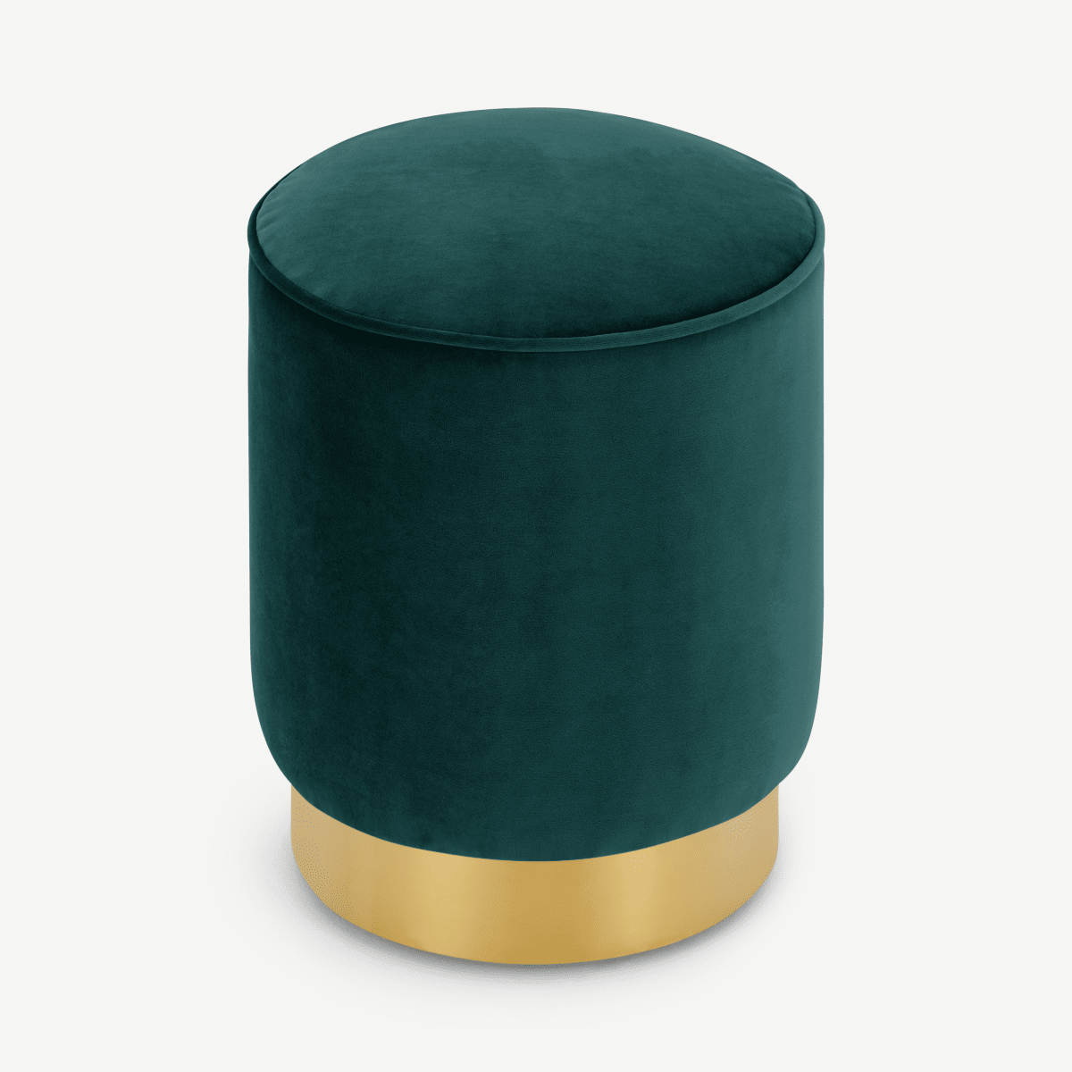 Hetherington Small Brass Base Pouffe, Seafoam Blue Velvet