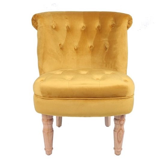 Carlos Boudoir Style Chair In Mustard Fabric With Linen Effect