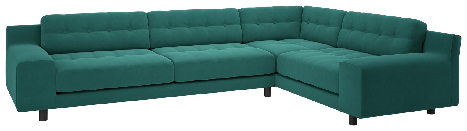 Habitat Hendricks Left Corner Velvet Sofa - Teal