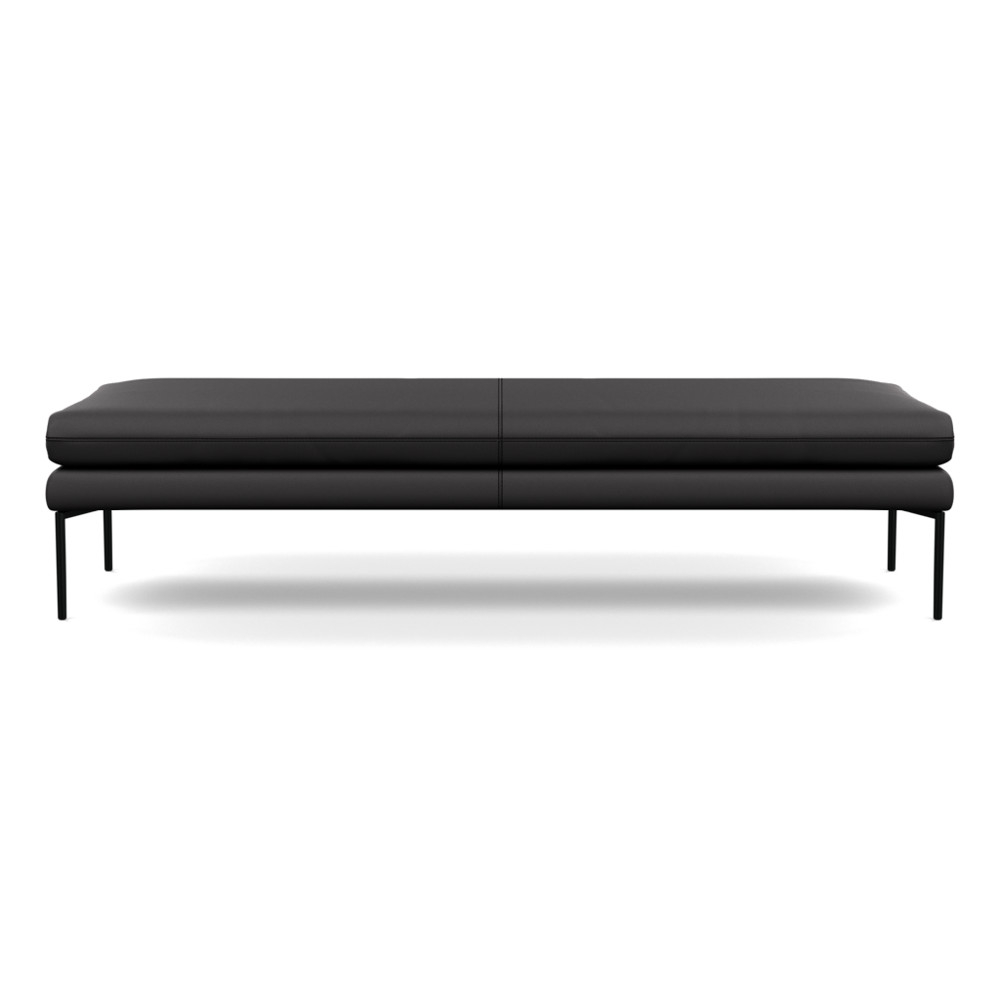 Heal's Matera Bench 180cm Leather Grain Graphite 063 Black Feet