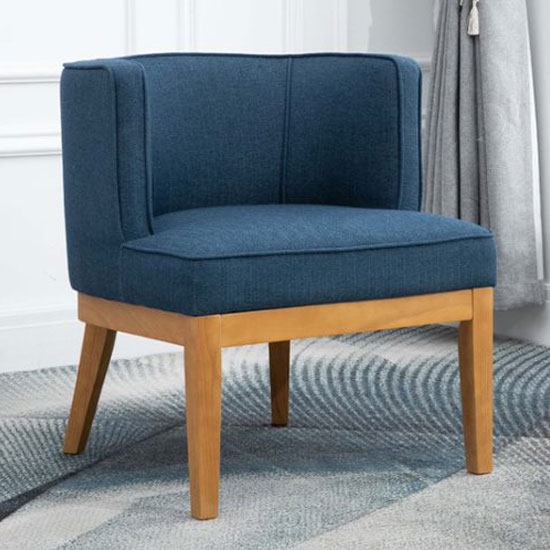 Lucille Fabric Upholstered Armchair In Herringbone Navy