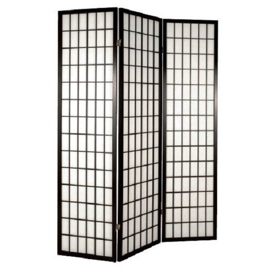 Foldable Wooden Room Divider Screen In Black