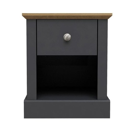 Devon Wooden Lamp Table In Charcoal With 1 Drawer