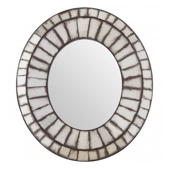 Raze Oval 3D Mosaic Effect Wall Mirror In Antique Silver Frame