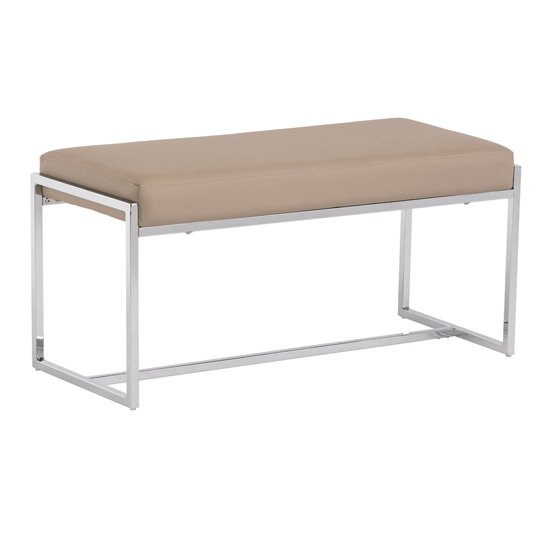 Soho Small Faux Leather Dining Bench In Stone