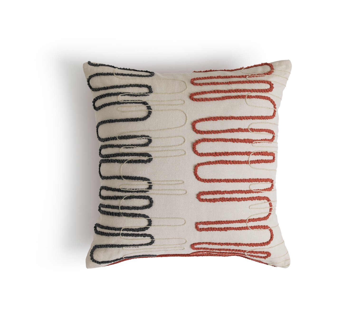 Habitat Squiggle Embroidered Cushion - Cream - 43x43cm